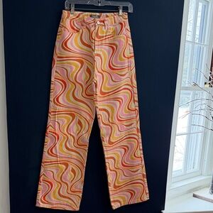 Rochelle’s Boutique high waisted Retro Swirl Wide Leg Pants Small